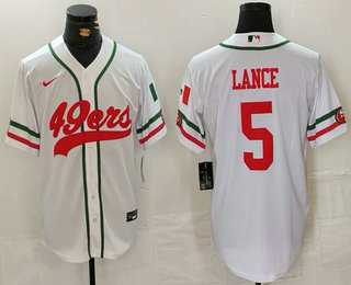 Men%27s San Francisco 49ers #5 Trey Lance White Mexico Cool Base Stitched Baseball Jersey->minnesota vikings->NFL Jersey